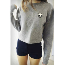 Embroidery ET Aliens Hoodies Sweatshirts harajuku Crew neck Sweats Women Clothing Feminina Loose Short Fleece Jumper Sweats