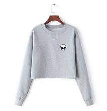 Embroidery ET Aliens Hoodies Sweatshirts harajuku Crew neck Sweats Women Clothing Feminina Loose Short Fleece Jumper Sweats