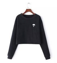 Embroidery ET Aliens Hoodies Sweatshirts harajuku Crew neck Sweats Women Clothing Feminina Loose Short Fleece Jumper Sweats