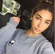Embroidery ET Aliens Hoodies Sweatshirts harajuku Crew neck Sweats Women Clothing Feminina Loose Short Fleece Jumper Sweats