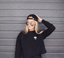 Embroidery ET Aliens Hoodies Sweatshirts harajuku Crew neck Sweats Women Clothing Feminina Loose Short Fleece Jumper Sweats
