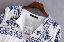 Ethnic Blue White Flower Embroidery Jacket Woman lacing up Strappy Tassel Kimono Jacket Sunscreen Fringed Short Coat