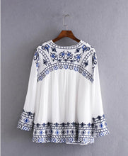 Ethnic Blue White Flower Embroidery Jacket Woman lacing up Strappy Tassel Kimono Jacket Sunscreen Fringed Short Coat