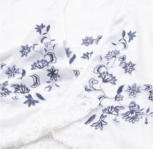 Ethnic Flower Embroidery Shirt tassel Cardigan Blouse Tops 3/4 sleeve blusas chemise femme blusa white