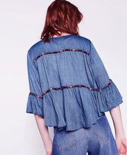 Ethnic Lacing up O neck Flare sleeve Embroidery Jacket Women Tassel Skirt-hem Loose Kimono Jacket Coat Sunscreen Femme