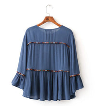 Ethnic Lacing up O neck Flare sleeve Embroidery Jacket Women Tassel Skirt-hem Loose Kimono Jacket Coat Sunscreen Femme