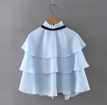 Ethnic Ruffles layer Cape Shirt Bandage Collar Cardigan Blouse Tops blusas chemise femme blusa  S M L