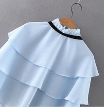 Ethnic Ruffles layer Cape Shirt Bandage Collar Cardigan Blouse Tops blusas chemise femme blusa  S M L