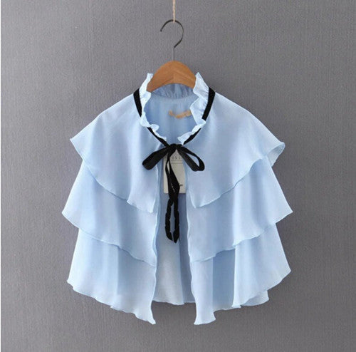 Ethnic Ruffles layer Cape Shirt Bandage Collar Cardigan Blouse Tops blusas chemise femme blusa  S M L