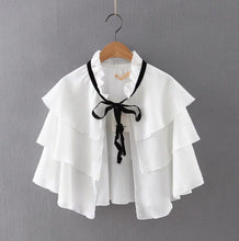 Ethnic Ruffles layer Cape Shirt Bandage Collar Cardigan Blouse Tops blusas chemise femme blusa  S M L