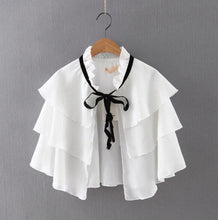 Ethnic Ruffles layer Cape Shirt Bandage Collar Cardigan Blouse Tops blusas chemise femme blusa  S M L