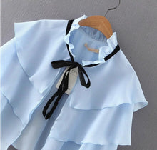 Ethnic Ruffles layer Cape Shirt Bandage Collar Cardigan Blouse Tops blusas chemise femme blusa  S M L