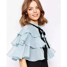 Ethnic Ruffles layer Cape Shirt Bandage Collar Cardigan Blouse Tops blusas chemise femme blusa  S M L