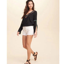 Ethnic Slit Flare sleeve Geometric Embroidery Shirt V neck Strappy Pullover Blouse Tops blusas femme blusa 3 colors