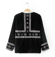 Ethnic Spliced Sequins Embroidery Stars Tassels Velour Jacket Vintage Woman Ribbons Loose Kimono Cardigan Coat Sunscreen