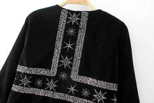 Ethnic Spliced Sequins Embroidery Stars Tassels Velour Jacket Vintage Woman Ribbons Loose Kimono Cardigan Coat Sunscreen