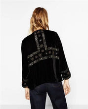 Ethnic Spliced Sequins Embroidery Stars Tassels Velour Jacket Vintage Woman Ribbons Loose Kimono Cardigan Coat Sunscreen