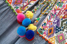 Ethnic Striped Print Geometric Embroidery Shirt Strappy ball tassel Cardigan Blouse Tops blusas chemise femme blusa