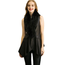 European Faux Fur Vest Coat For Women Slim Irregular Leather Jacket Women Sleeveless Veste Femme Black Long Leather Waistcoat