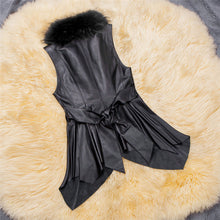 European Faux Fur Vest Coat For Women Slim Irregular Leather Jacket Women Sleeveless Veste Femme Black Long Leather Waistcoat