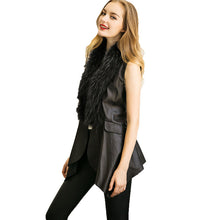 European Faux Fur Vest Coat For Women Slim Irregular Leather Jacket Women Sleeveless Veste Femme Black Long Leather Waistcoat