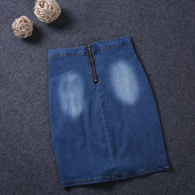 European Style Elastic Cotton Denim Skirt Ripped Jeans Skirt Sexy Bodycon Skirt Frayed Hole Jeans Saia High Waist Skirts