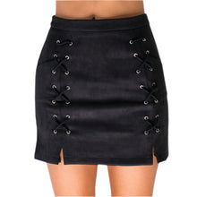 Explosion Lace Up Leather Suede Pencil Skirt Cross High Waist Skirt Zipper Split Bodycon Bandage Skirts Womens GV456