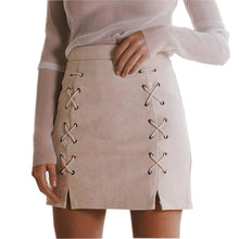 Explosion Lace Up Leather Suede Pencil Skirt Cross High Waist Skirt Zipper Split Bodycon Bandage Skirts Womens GV456