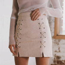 Explosion Lace Up Leather Suede Pencil Skirt Cross High Waist Skirt Zipper Split Bodycon Bandage Skirts Womens GV456