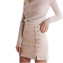 Explosion Lace Up Leather Suede Pencil Skirt Cross High Waist Skirt Zipper Split Bodycon Bandage Skirts Womens GV456