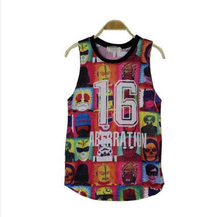 Factory sale Harajuku print cotton short sleeve sports t shirt 16 rose flower letter print gauze hole T-shirt tank top women