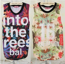 Factory sale Harajuku print cotton short sleeve sports t shirt 16 rose flower letter print gauze hole T-shirt tank top women