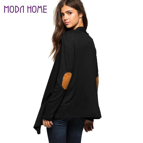 fall-fashion-women-office-cardigan-open-front-drape-irregular-girls-clothes-elbow-patchwork-long-sleeve-casual-outerwear-black BBL