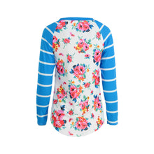 fall-fashion-women-shirt-casual-printed-t-shirt-floral-stripe-sleeve-curved-hem-top-pink-blue-undershirts-camisas-femininas BBL