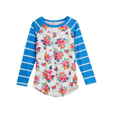 fall-fashion-women-shirt-casual-printed-t-shirt-floral-stripe-sleeve-curved-hem-top-pink-blue-undershirts-camisas-femininas BBL