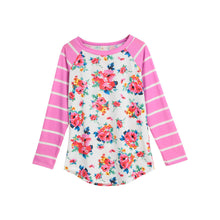 fall-fashion-women-shirt-casual-printed-t-shirt-floral-stripe-sleeve-curved-hem-top-pink-blue-undershirts-camisas-femininas BBL