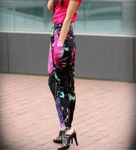 Jazz Harem Women Hip Hop Pants Dance Doodle Loose Neon Patchwork Candy Colors Sweatpants J3163
