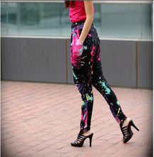 Jazz Harem Women Hip Hop Pants Dance Doodle Loose Neon Patchwork Candy Colors Sweatpants J3163