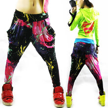 Jazz Harem Women Hip Hop Pants Dance Doodle Loose Neon Patchwork Candy Colors Sweatpants J3163