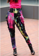 Jazz Harem Women Hip Hop Pants Dance Doodle Loose Neon Patchwork Candy Colors Sweatpants J3163