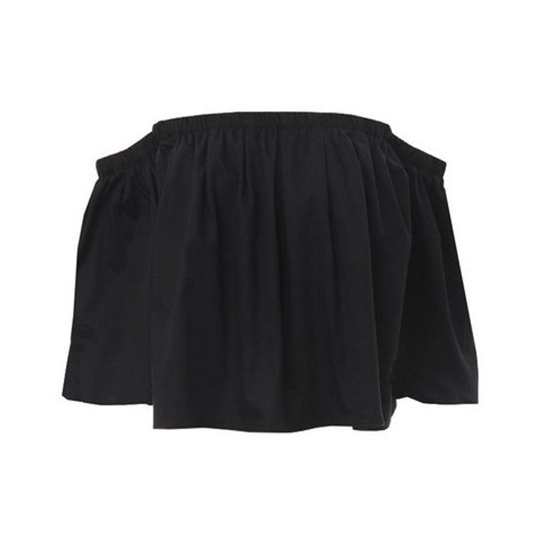 Off Shoulder Top White Blouse Shirt Ruffles Slash Neck Sexy Blouse Women Flare Sleeve Cropped Top For Women