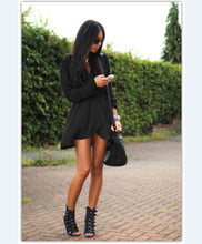 V Neck Long Sleeve Irregular Mini Dress Plus Size Sexy Ladies's Casual Solid Beach Dress Women Clothings LX082