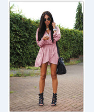 V Neck Long Sleeve Irregular Mini Dress Plus Size Sexy Ladies's Casual Solid Beach Dress Women Clothings LX082