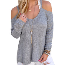 Women Sexy Off Shoulder Long Sleeve Hollow Out Blouse Tops