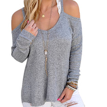 Women Sexy Off Shoulder Long Sleeve Hollow Out Blouse Tops