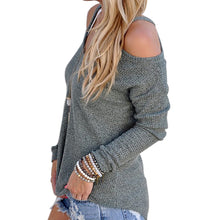Women Sexy Off Shoulder Long Sleeve Hollow Out Blouse Tops