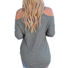 Women Sexy Off Shoulder Long Sleeve Hollow Out Blouse Tops