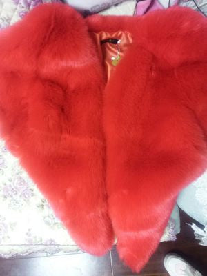3D Red Love Heart Shaped Cape Faux Fox Fur Coat Thick Warm Celebrity Women Long Hairy Shaggy Jacket Outerwear Top