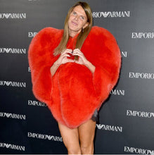 3D Red Love Heart Shaped Cape Faux Fox Fur Coat Thick Warm Celebrity Women Long Hairy Shaggy Jacket Outerwear Top