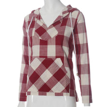 Fashion Shirt Women Long Sleeve Tops Plaid Hooded Sweater Blouse Shirt Pullover Plus Size